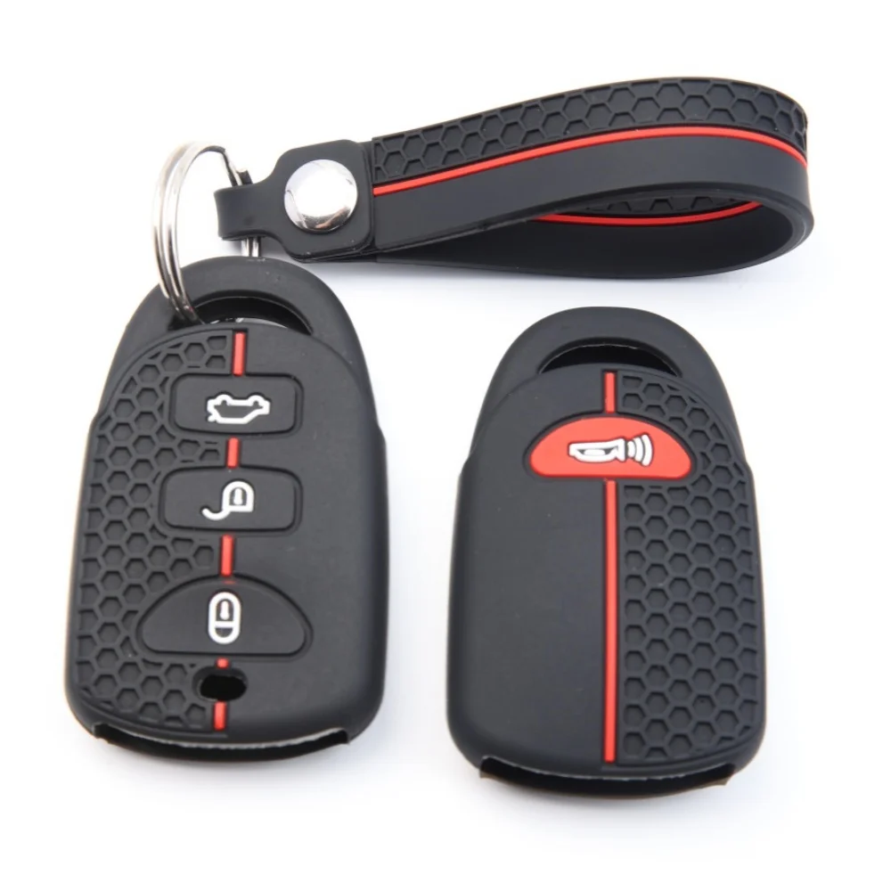 Keychain Silicone Car Remote Key Case Cover for Kia Sorento Soul Carens Hyundai Tucson Sonata Santa FE Carens