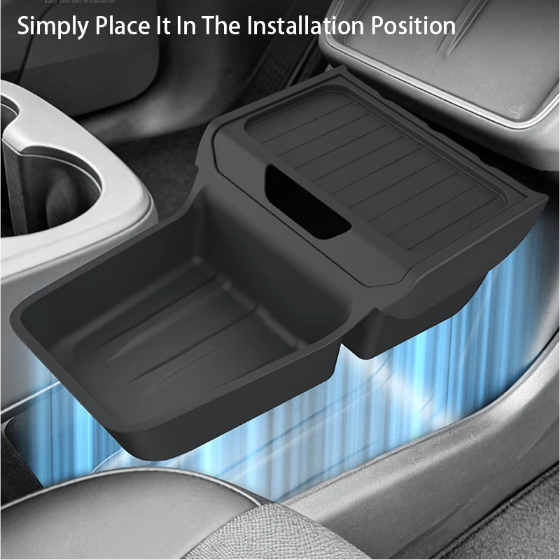 Central Control Storage Box For Tesla Model Y Standard RWD 2026 TPE Center Armrest Storage Box Organizer Trays Car Accessories