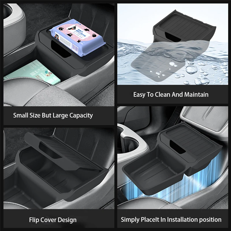 Central Control Storage Box For Tesla Model Y Standard RWD 2026 TPE Center Armrest Storage Box Organizer Trays Car Accessories