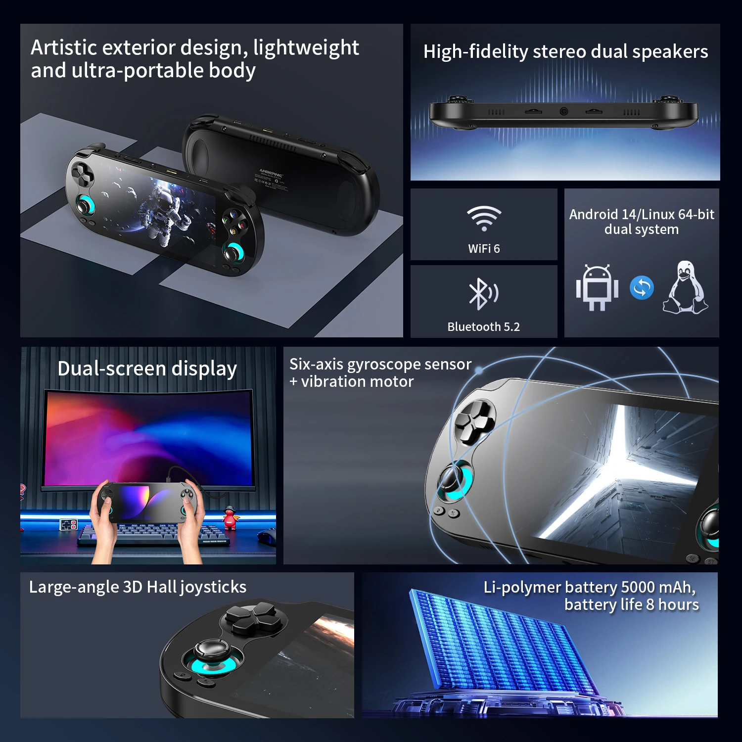 ANBERNIC RG VITA / RGVITA Pro Handheld Game Console IPS Touchscreen 5000mAh Video Gaming Player Supports AI Streaming RixelHK