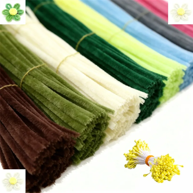 230Pcs/Set Chenille Stems Pipe Cleaners with Flower Centers DIY Handmade Crafts Materials Art Handmade Wedding Party Home Decor