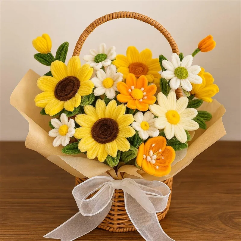 230Pcs/Set Chenille Stems Pipe Cleaners with Flower Centers DIY Handmade Crafts Materials Art Handmade Wedding Party Home Decor
