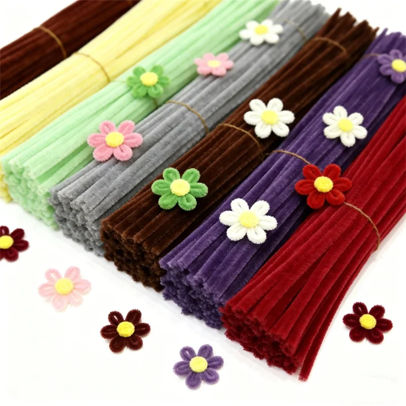 230Pcs/Set Chenille Stems Pipe Cleaners with Flower Centers DIY Handmade Crafts Materials Art Handmade Wedding Party Home Decor