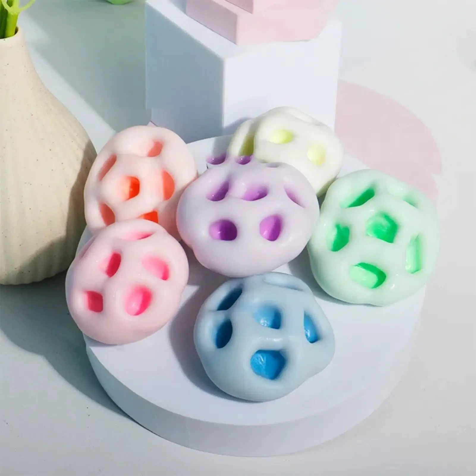 4cm Mochi Ball Slow-Rebound Toy, Portable Moltable Ball Squeeze Toy, Realistic Mochi-like Textured Toy for Stress Relief