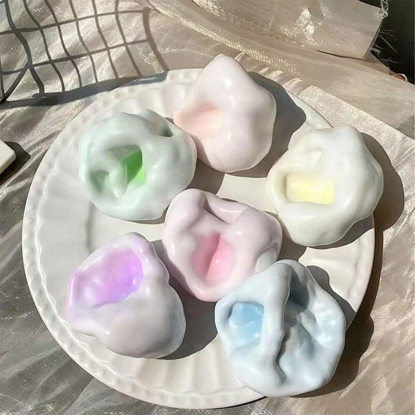 4cm Mochi Ball Slow-Rebound Toy, Portable Moltable Ball Squeeze Toy, Realistic Mochi-like Textured Toy for Stress Relief