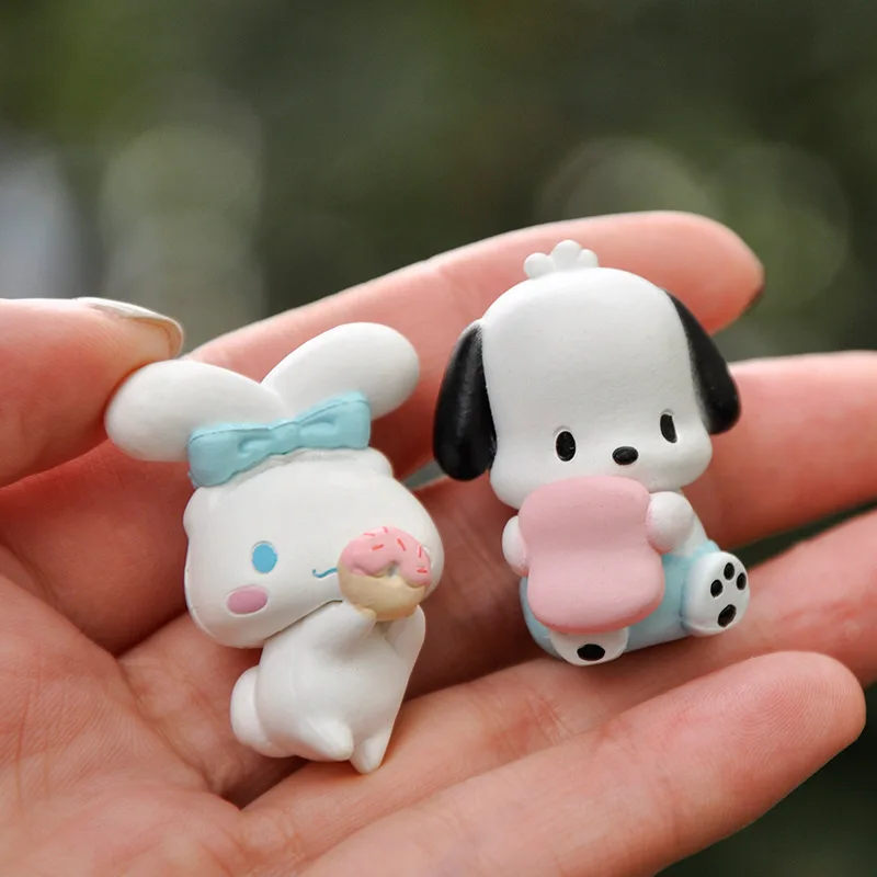 5Pcs-Set Sanrio Cinnamoroll Anime Figure Pochacco Kuromi Pom Purin Hello Kitty Action Toys Model Doll My Melody Gifts