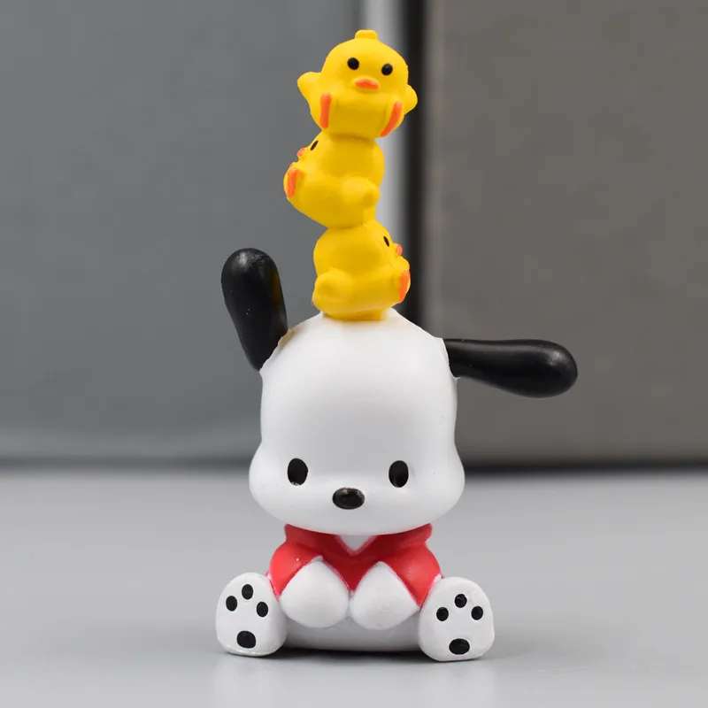 5Pcs-Set Sanrio Cinnamoroll Anime Figure Pochacco Kuromi Pom Purin Hello Kitty Action Toys Model Doll My Melody Gifts