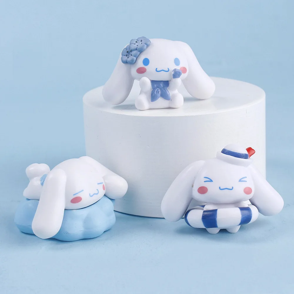 5Pcs-Set Sanrio Cinnamoroll Anime Figure Pochacco Kuromi Pom Purin Hello Kitty Action Toys Model Doll My Melody Gifts