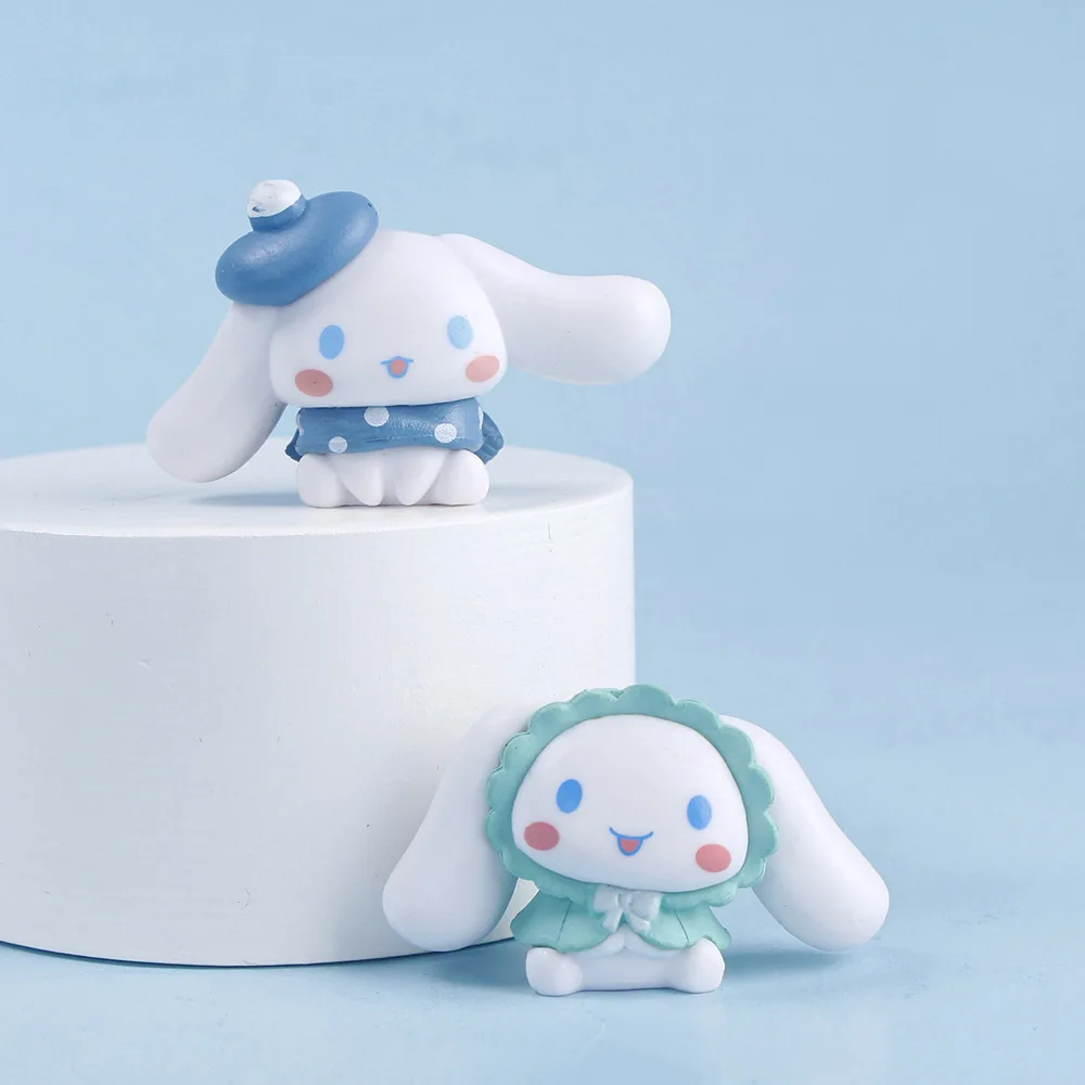 5Pcs-Set Sanrio Cinnamoroll Anime Figure Pochacco Kuromi Pom Purin Hello Kitty Action Toys Model Doll My Melody Gifts