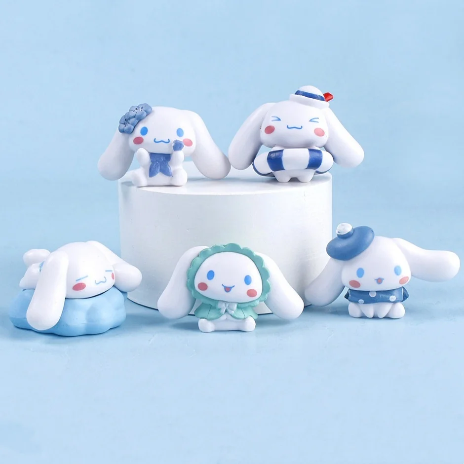 5Pcs-Set Sanrio Cinnamoroll Anime Figure Pochacco Kuromi Pom Purin Hello Kitty Action Toys Model Doll My Melody Gifts