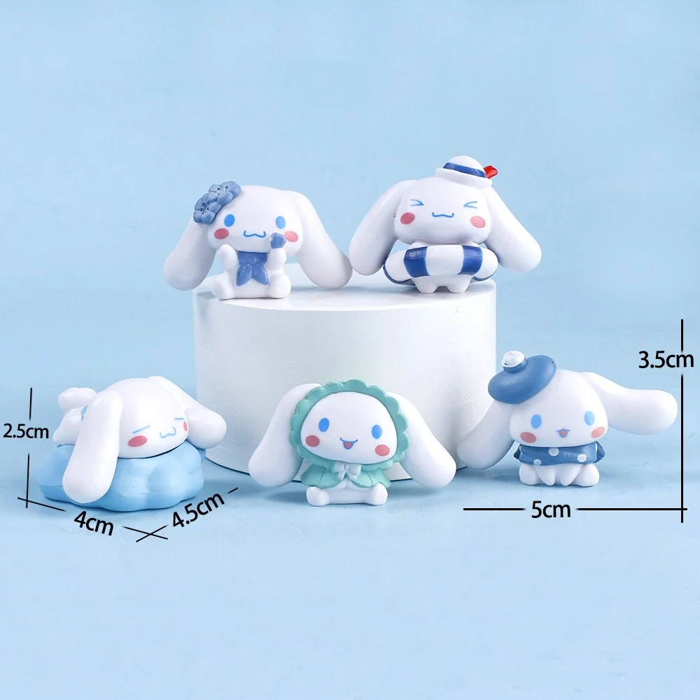 5Pcs-Set Sanrio Cinnamoroll Anime Figure Pochacco Kuromi Pom Purin Hello Kitty Action Toys Model Doll My Melody Gifts