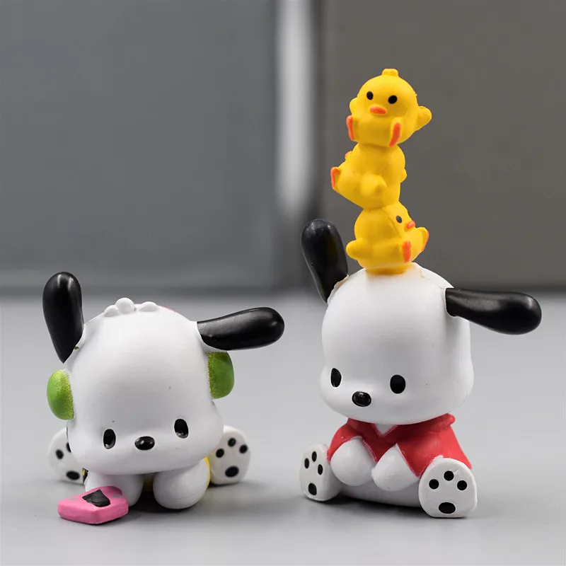 5Pcs-Set Sanrio Cinnamoroll Anime Figure Pochacco Kuromi Pom Purin Hello Kitty Action Toys Model Doll My Melody Gifts