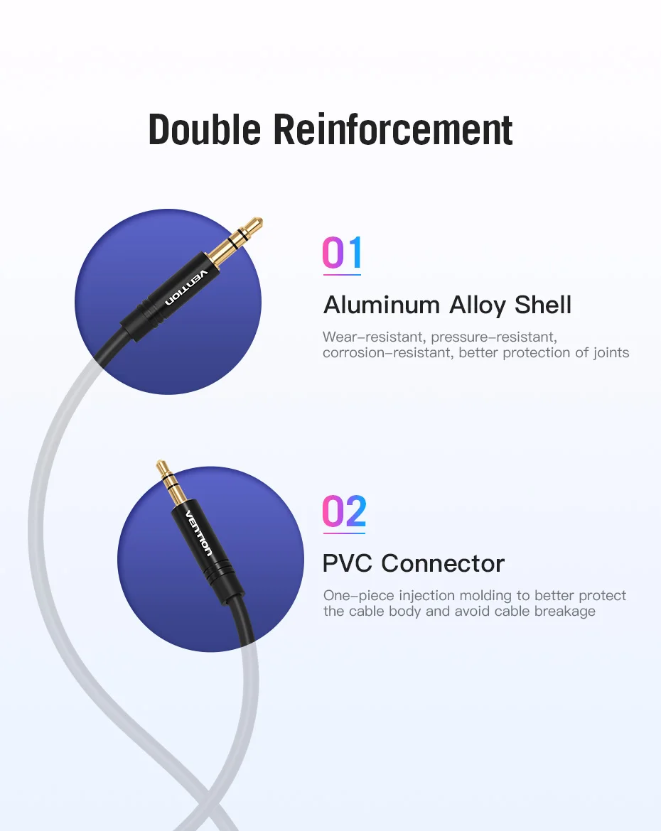 Vention Aux Cable 2.5mm to 3.5mm Audio Cable Jack 3.5 to 2.5 Male Aux Cable For Car Smartphone Speaker Headphone Mobile Phone