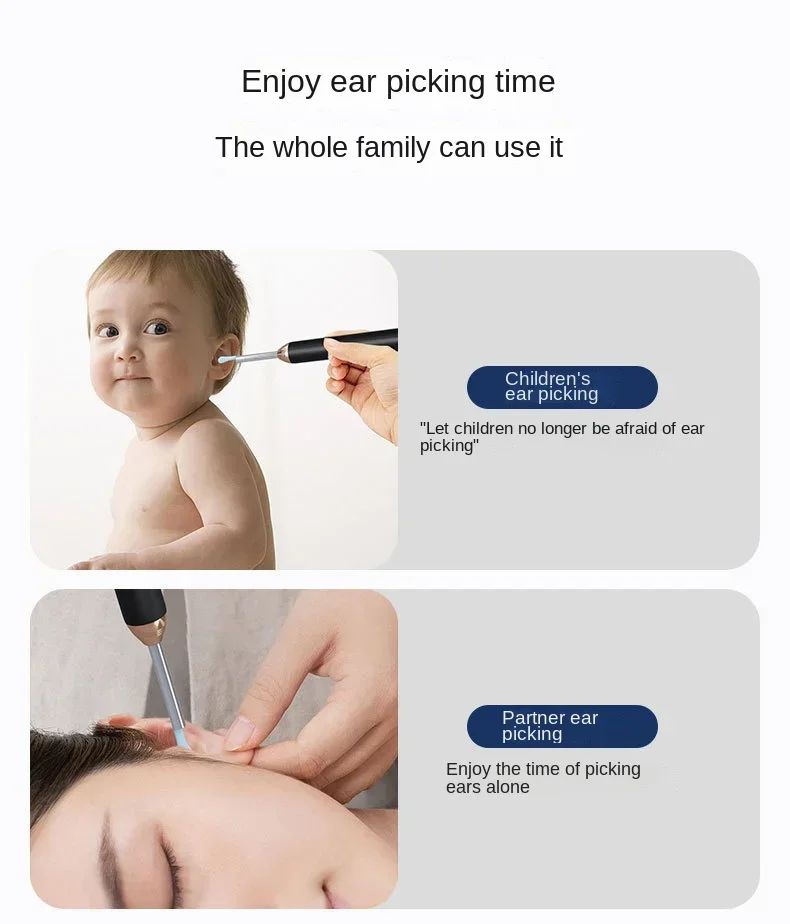 Tinsol 1296P Smart Visual Ear Cleaner Ear Spoon Otoscope USB-C Charging Endoscope Earwax Removal Tool with Camera