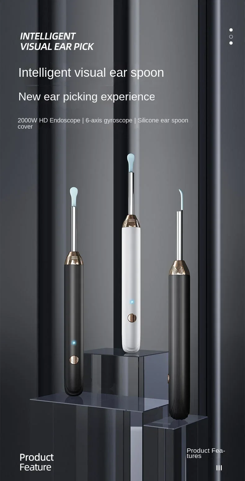 Tinsol 1296P Smart Visual Ear Cleaner Ear Spoon Otoscope USB-C Charging Endoscope Earwax Removal Tool with Camera
