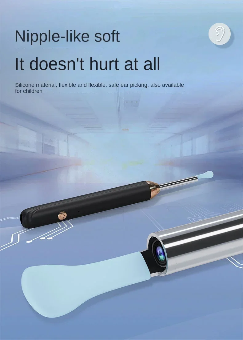 Tinsol 1296P Smart Visual Ear Cleaner Ear Spoon Otoscope USB-C Charging Endoscope Earwax Removal Tool with Camera