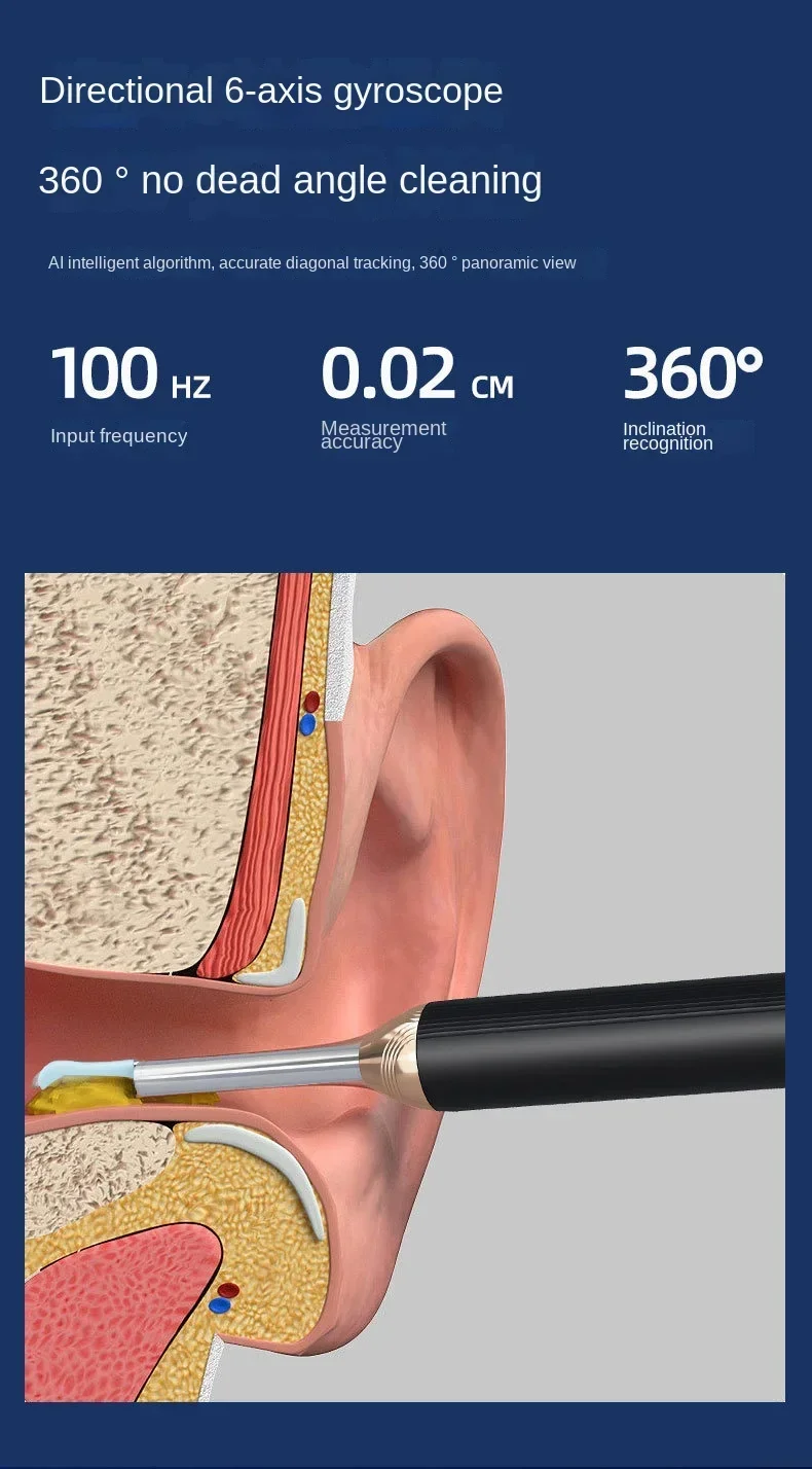 Tinsol 1296P Smart Visual Ear Cleaner Ear Spoon Otoscope USB-C Charging Endoscope Earwax Removal Tool with Camera