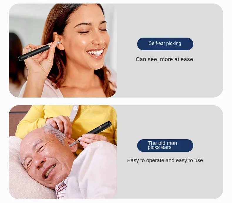 Tinsol 1296P Smart Visual Ear Cleaner Ear Spoon Otoscope USB-C Charging Endoscope Earwax Removal Tool with Camera