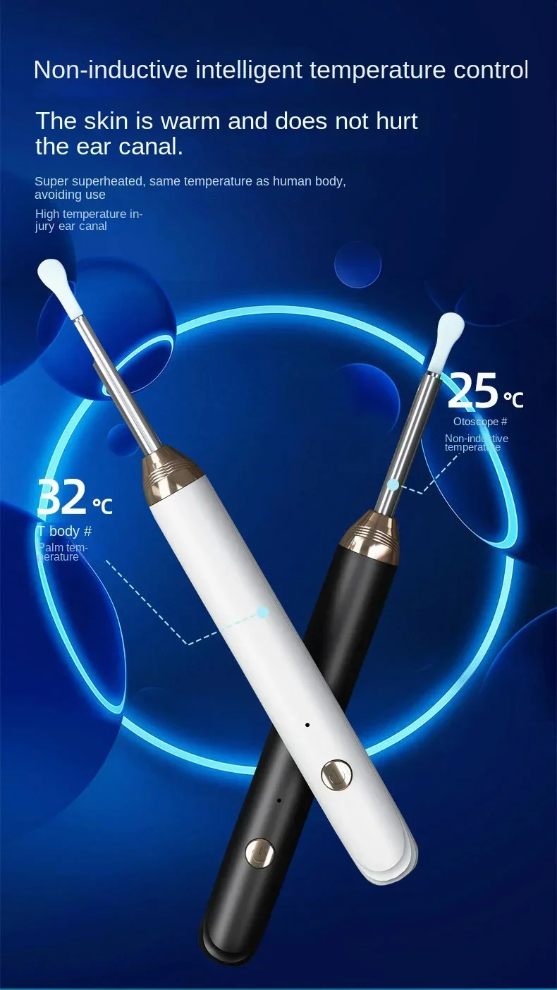 Tinsol 1296P Smart Visual Ear Cleaner Ear Spoon Otoscope USB-C Charging Endoscope Earwax Removal Tool with Camera