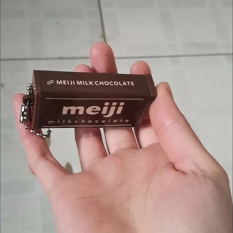 Hot Japanese Style Simulated Meiji Chocolate Fidget Toy Bendable Snap Stress Relief Keychain Pendant Creative Gift