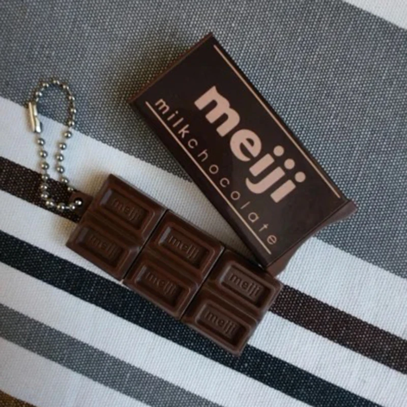 Hot Japanese Style Simulated Meiji Chocolate Fidget Toy Bendable Snap Stress Relief Keychain Pendant Creative Gift