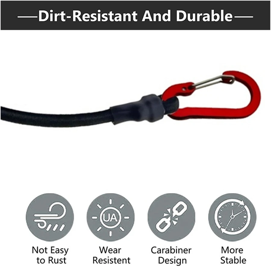Elastic Bungee Cord Tie Strap with Carabiner Hooks for Kayak Cycling Luggage Packing Ropes Camping Outdoor Accessories