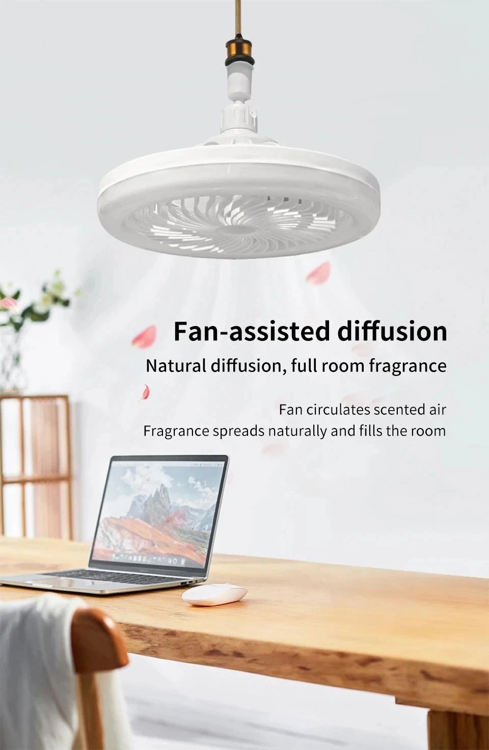 2-in-1 E27 Socket Fan Light Remote Control 85-265V Energy Saving Silent LED Ceiling Fan for Bedroom Kitchen Living Room