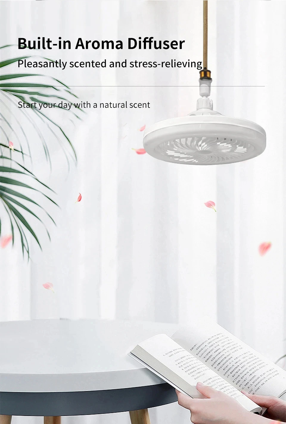 2-in-1 E27 Socket Fan Light Remote Control 85-265V Energy Saving Silent LED Ceiling Fan for Bedroom Kitchen Living Room