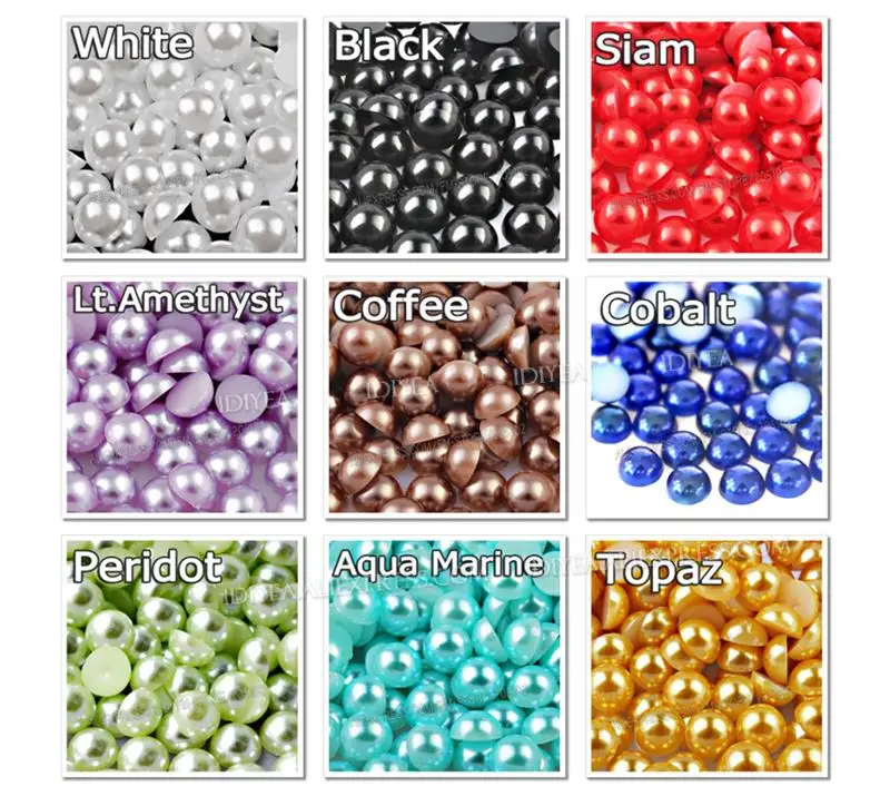 Ivory Beige White AB 2-10mm Imitation Pearl Half Round Beads Flat Back ABS Plastic Glitters For DIY Nail Art Crafts Decoration