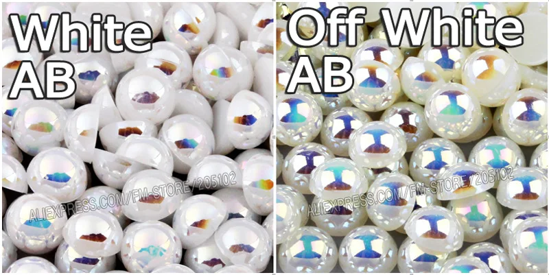 Ivory Beige White AB 2-10mm Imitation Pearl Half Round Beads Flat Back ABS Plastic Glitters For DIY Nail Art Crafts Decoration