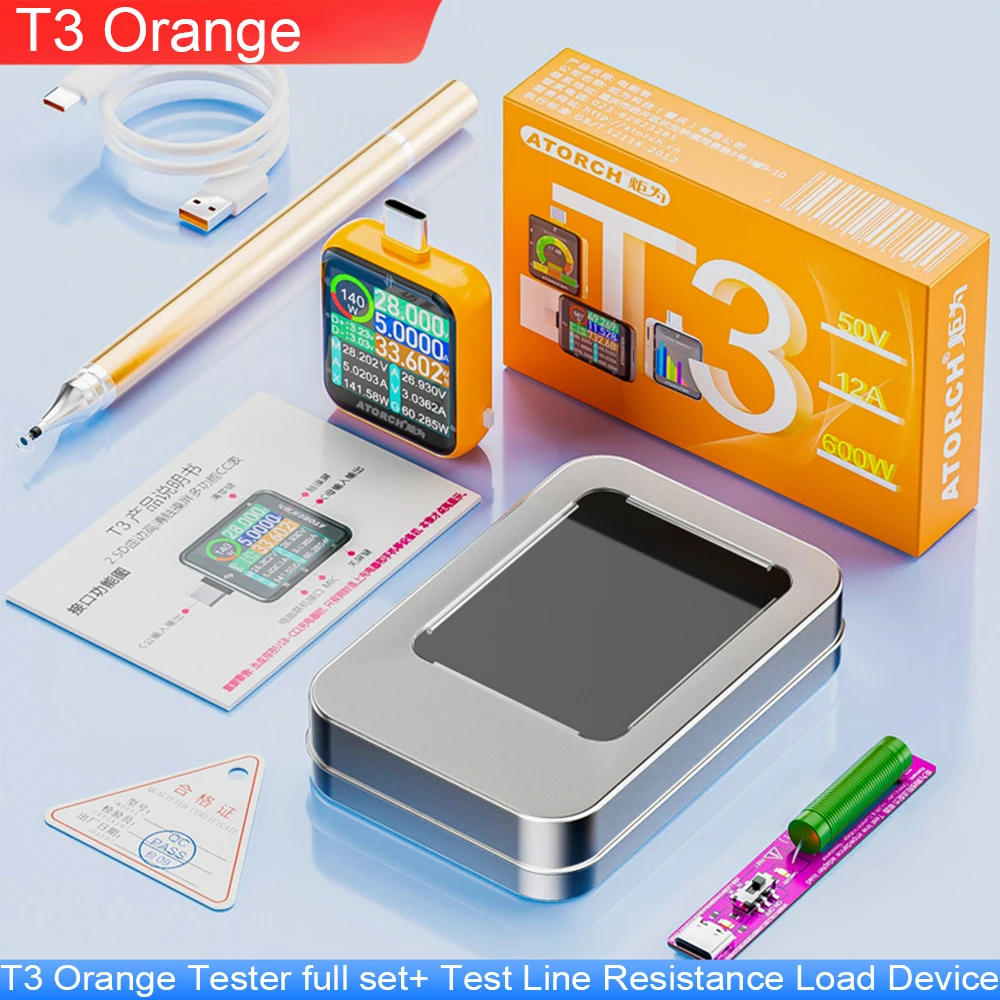 T3 Touch Control Gravity Sensor Digital Voltmeter Ammeter High Precision Power Capacity USB Tester for Type C Phone Charger