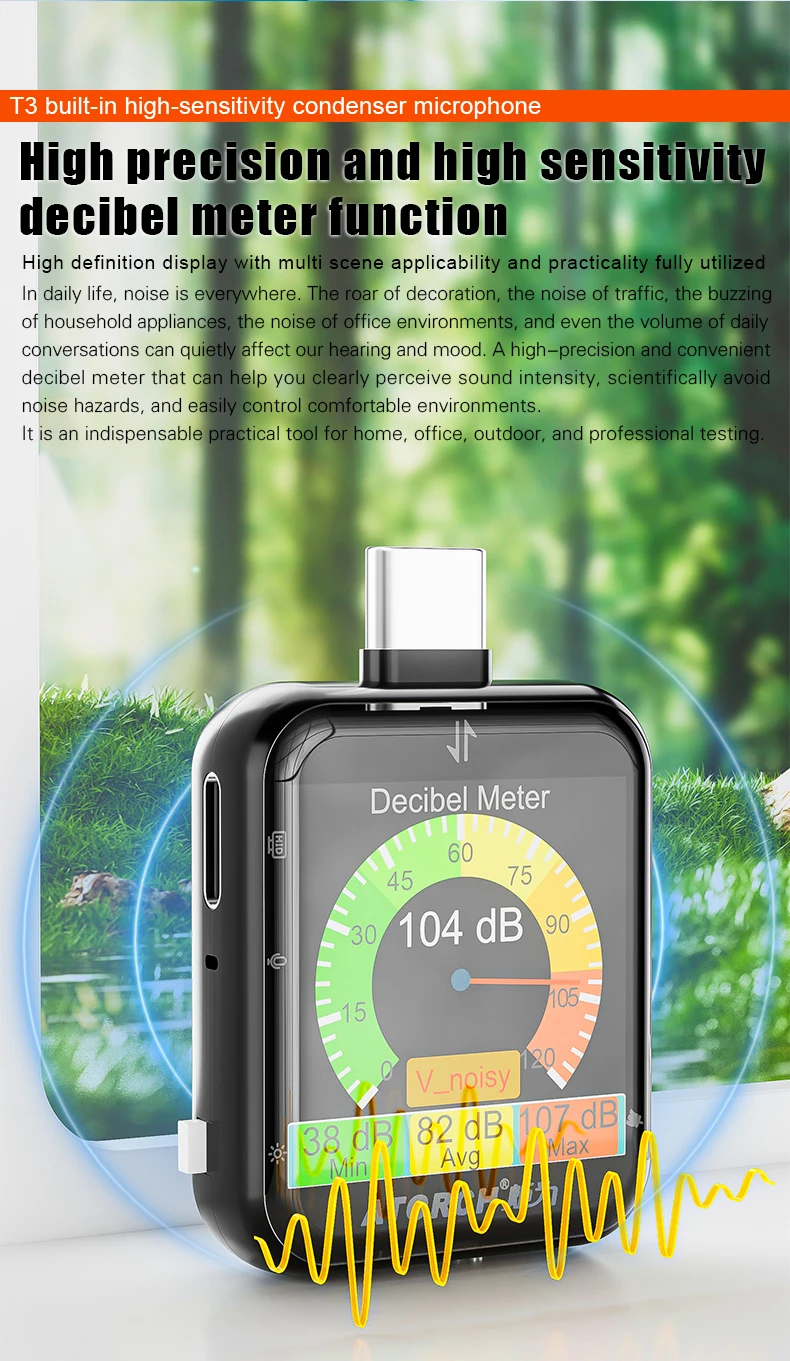 T3 Touch Control Gravity Sensor Digital Voltmeter Ammeter High Precision Power Capacity USB Tester for Type C Phone Charger