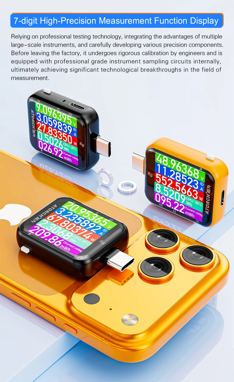 T3 Touch Control Gravity Sensor Digital Voltmeter Ammeter High Precision Power Capacity USB Tester for Type C Phone Charger