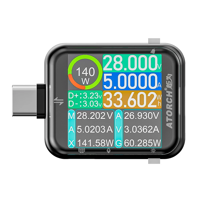 T3 Touch Control Gravity Sensor Digital Voltmeter Ammeter High Precision Power Capacity USB Tester for Type C Phone Charger