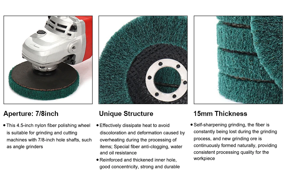 4.5" 115mm Nylon Fiber Flap Polishing Wheel Disc 180 Grit For Angle Grinder For Wood Metal Buffing