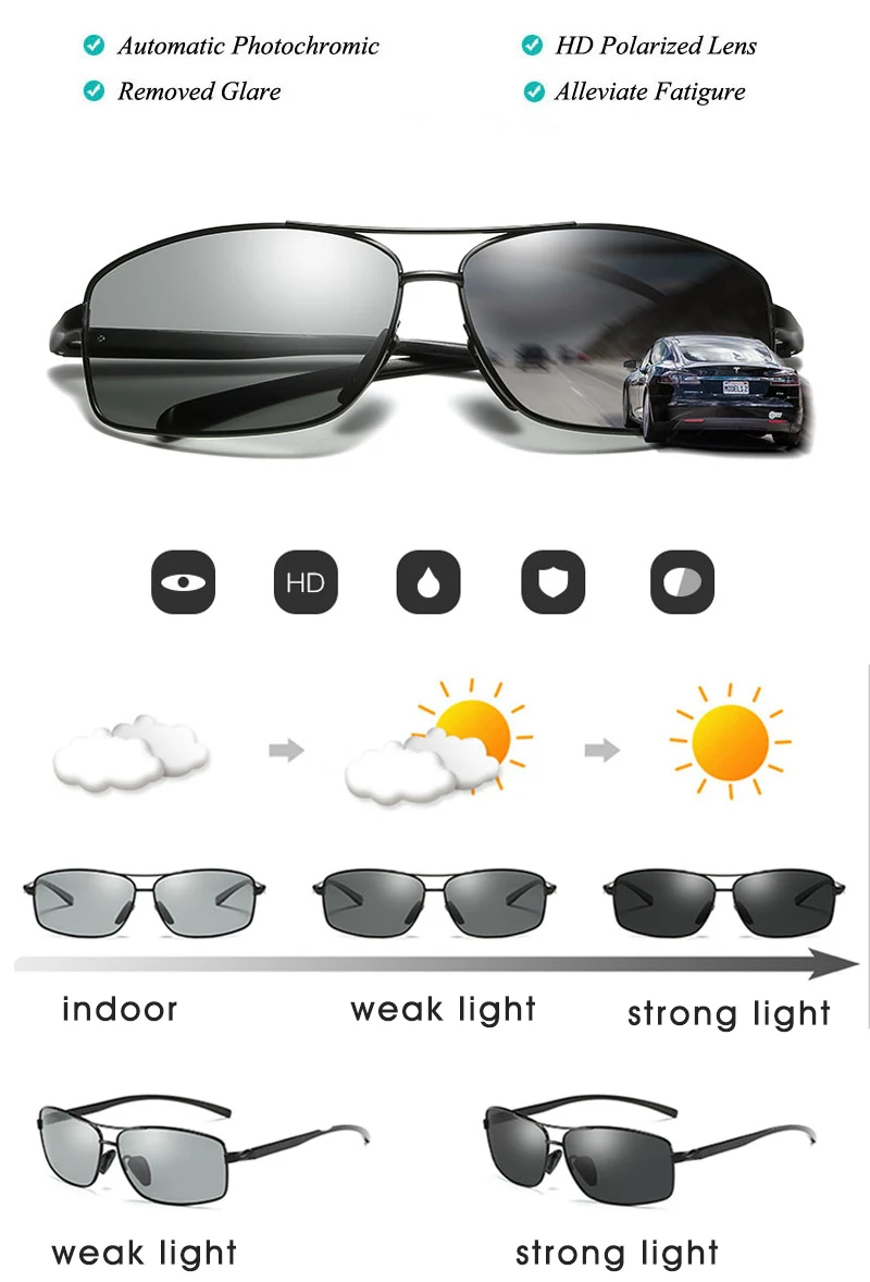 LIOUMO Top Photochromic Sunglasses Men Women Polarized Chameleon Glasses Driving Goggles Anti-glare Sun Glasses zonnebril heren