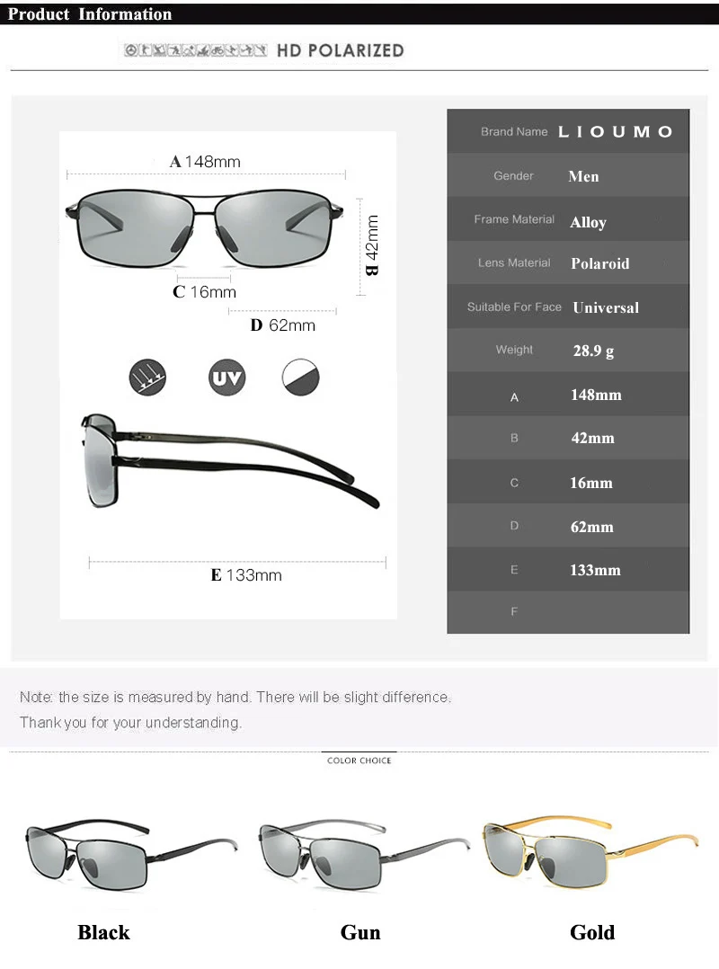 LIOUMO Top Photochromic Sunglasses Men Women Polarized Chameleon Glasses Driving Goggles Anti-glare Sun Glasses zonnebril heren