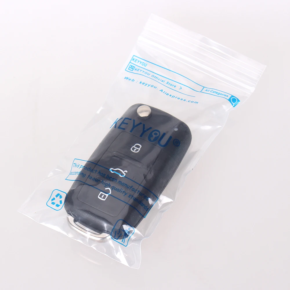 KEYYOU NEW 3 Button For VW For VOLKSWAGEN Tiguan Golf Sagitar Polo MK6 Flip Fob Remote Folding Key Shell Uncut Blade