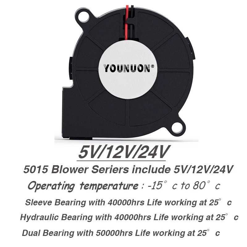 5015 5cm DC 5V 12V 24V 2Pin Dual Ball/Hydraulic Bearing Brushless Cooling Turbine Blower Fan 50mm x 15mm Blower Cooler Fan
