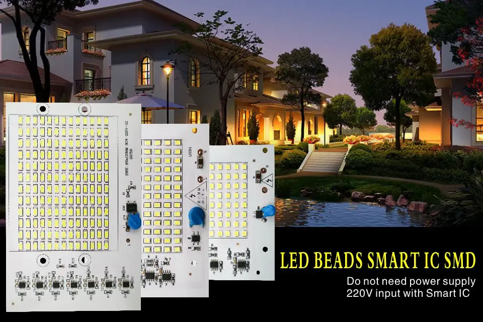 LED Lamp Chips 220V SMD Bulb 2835 Smart IC Led Light Input 10W 20W 30W 50W 100W For Outdoor FloodLight