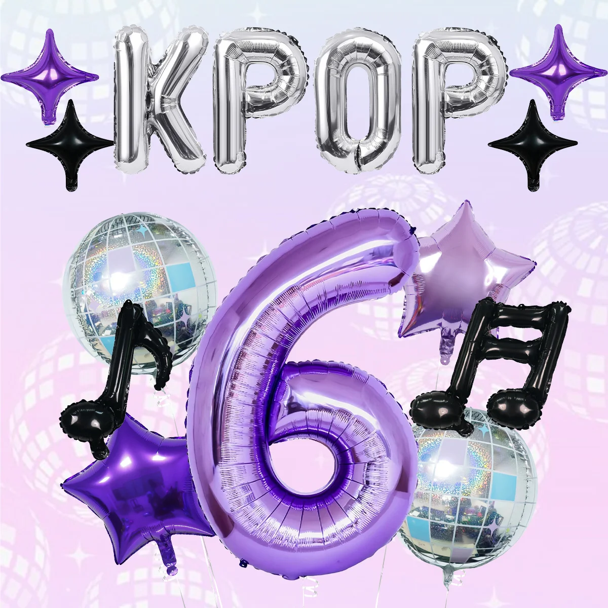 15pcs K-Pop Music Theme Birthday Balloon Decoration Set—Ideal for K-Pop Themed Birthday Parties, Social Media Video Backdrops