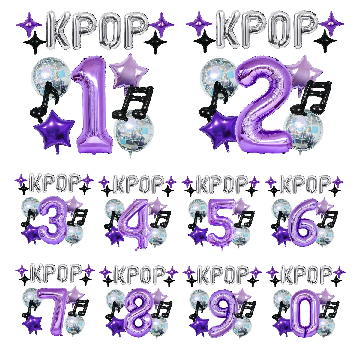 15pcs K-Pop Music Theme Birthday Balloon Decoration Set—Ideal for K-Pop Themed Birthday Parties, Social Media Video Backdrops