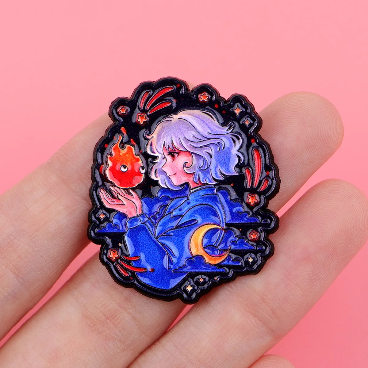 3pcs Anime Movie Enamel Pin Set Cartoon Fire Brooch For Coat Women's Brooches Fashion Lapel Badges Jewelry Gift for Friends