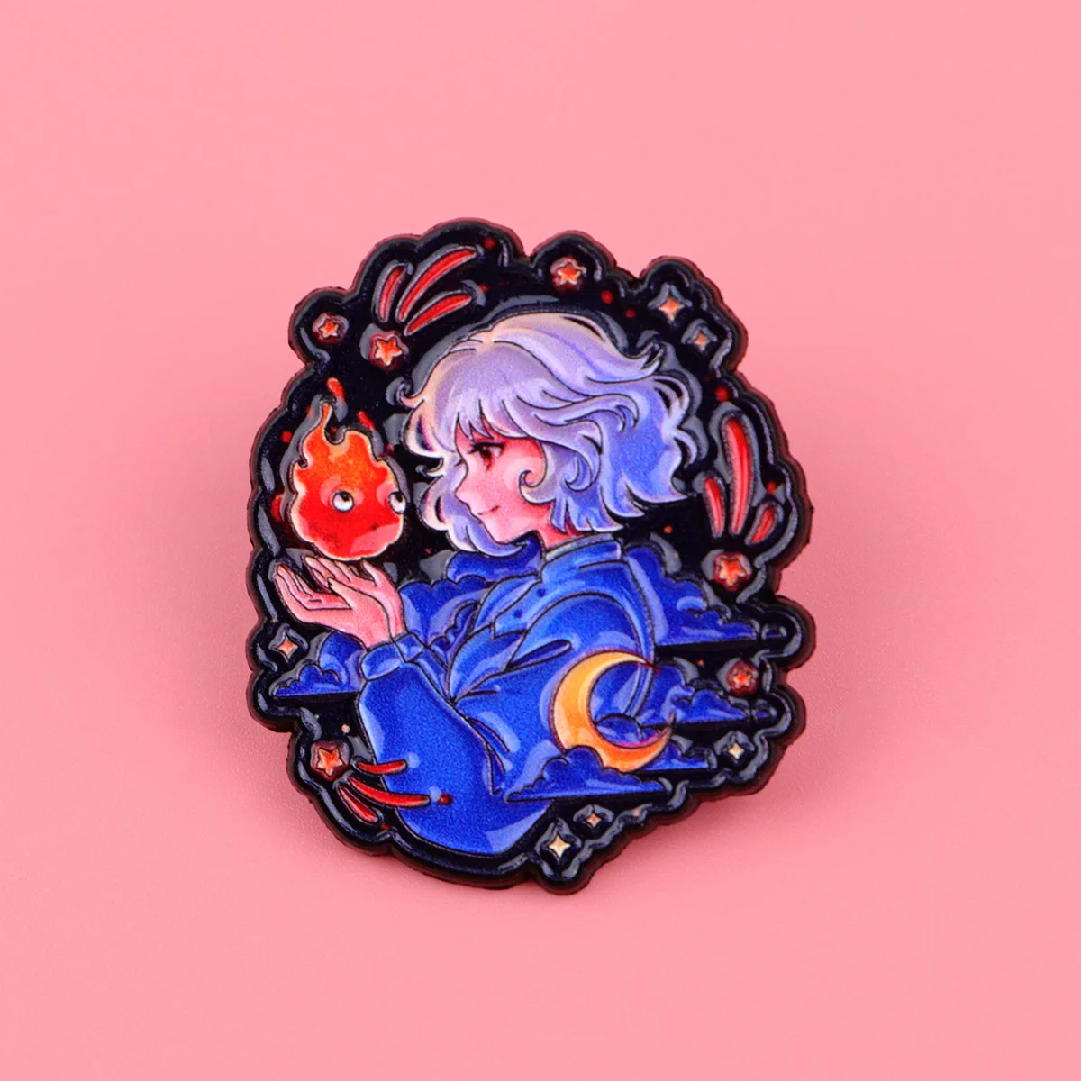 3pcs Anime Movie Enamel Pin Set Cartoon Fire Brooch For Coat Women's Brooches Fashion Lapel Badges Jewelry Gift for Friends