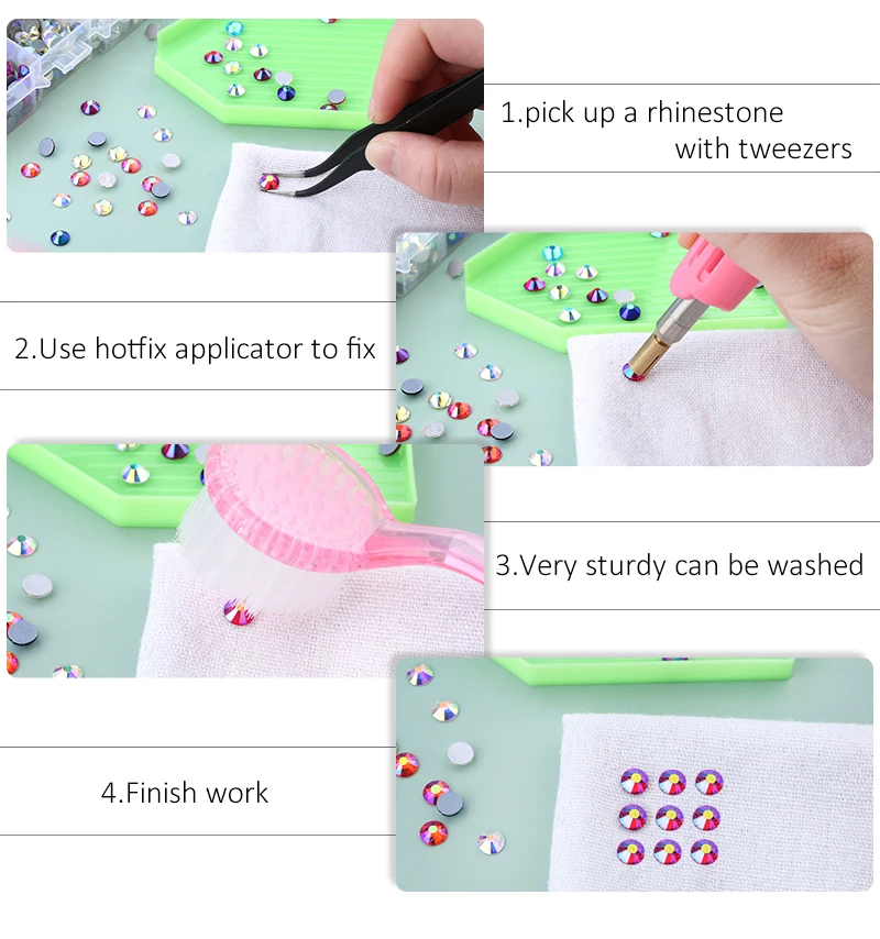 QIAO Multi-Color SS6-SS30 Crystal Glass Glitter Rhinestone Flatback Hot fix Rhinestones For Nail Art Sewing & Fabric Decoretion