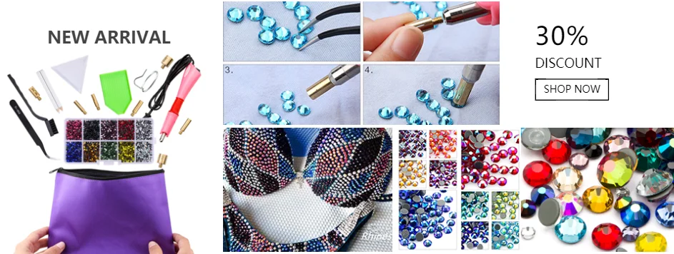 QIAO Multi-Color SS6-SS30 Crystal Glass Glitter Rhinestone Flatback Hot fix Rhinestones For Nail Art Sewing & Fabric Decoretion