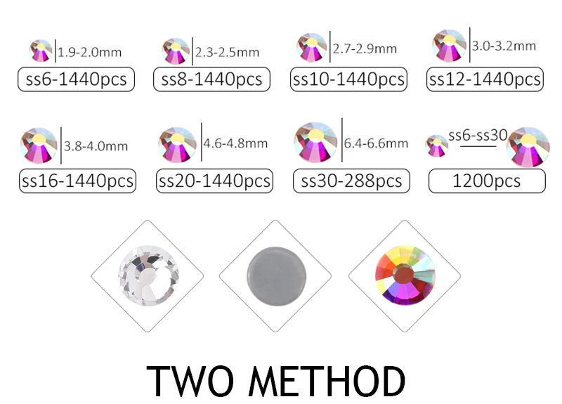 QIAO Multi-Color SS6-SS30 Crystal Glass Glitter Rhinestone Flatback Hot fix Rhinestones For Nail Art Sewing & Fabric Decoretion