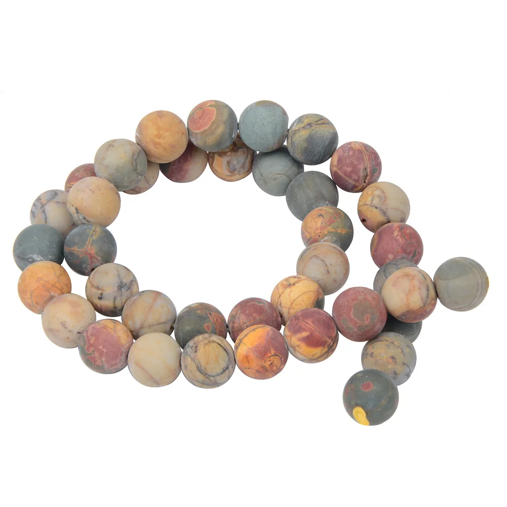 Polish Round Matte Frosted Tiger Eye Turquoises Agates Natural Stone Beads Amazonite Loose Beads for Bracelet Jewelry Making