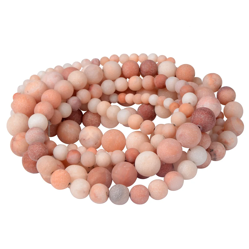 Polish Round Matte Frosted Tiger Eye Turquoises Agates Natural Stone Beads Amazonite Loose Beads for Bracelet Jewelry Making