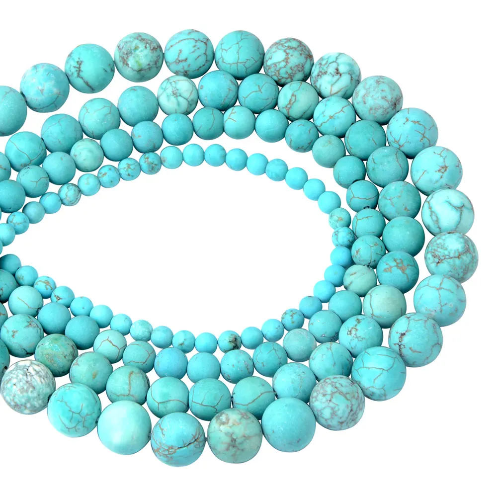 Polish Round Matte Frosted Tiger Eye Turquoises Agates Natural Stone Beads Amazonite Loose Beads for Bracelet Jewelry Making